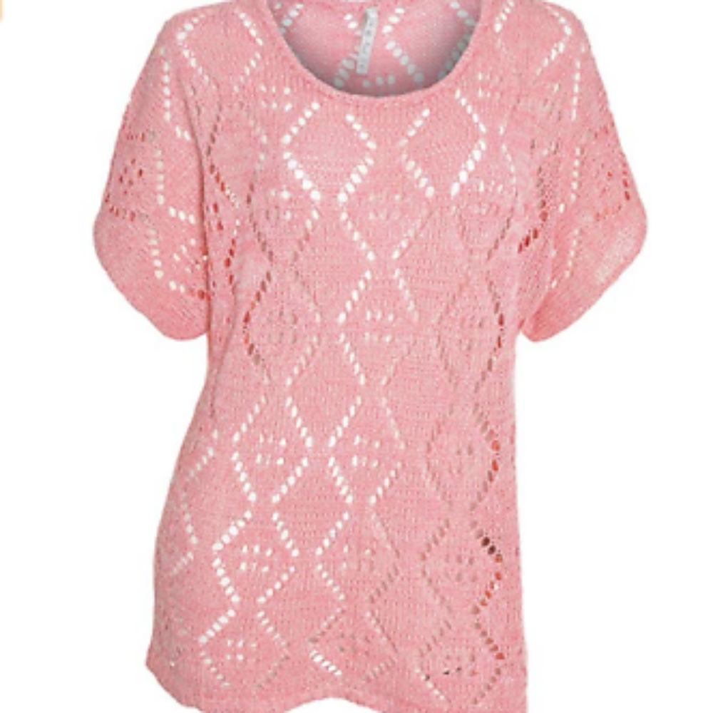 Leo & Nicole Short Sleeve CROTCHET TOP